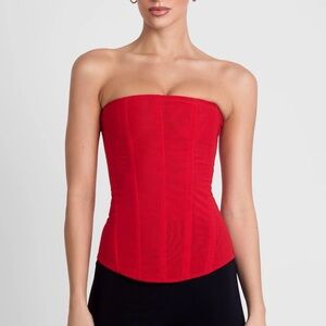 Strapless Red Mesh Corset Top